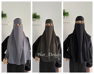 Niqab Muslim Women Burka Islamic Single Layer Polyester Hijab ...