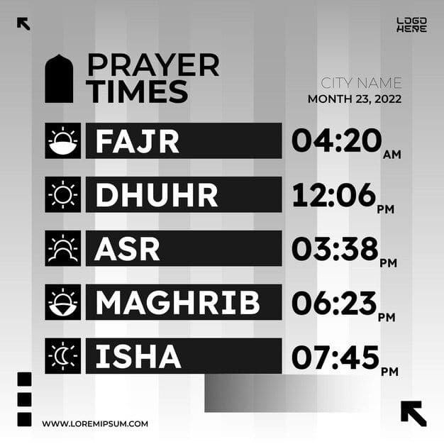 Premium Vector | Islamic prayer time schedule vector template